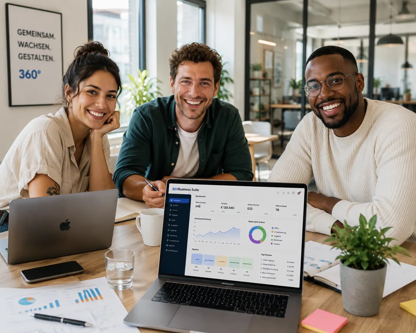 360Business Group Team mit Business Suite Dashboard